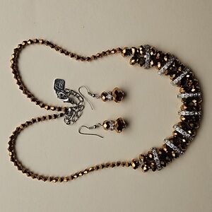 Vintage "You & I" Faceted Sparkly Bib Necklace and Earrings Set